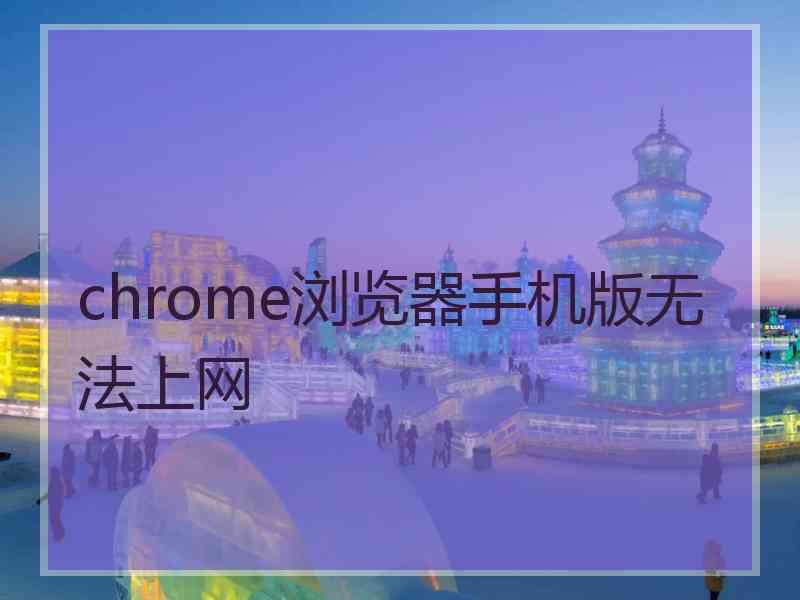 chrome浏览器手机版无法上网