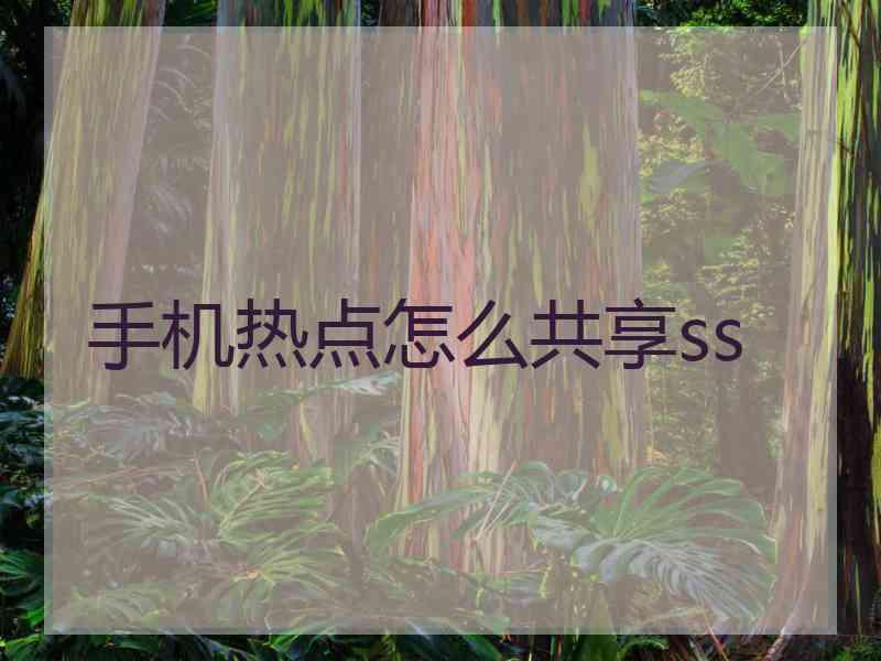 手机热点怎么共享ss