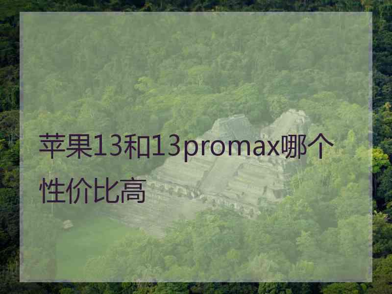 苹果13和13promax哪个性价比高