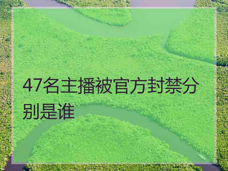 47名主播被官方封禁分别是谁