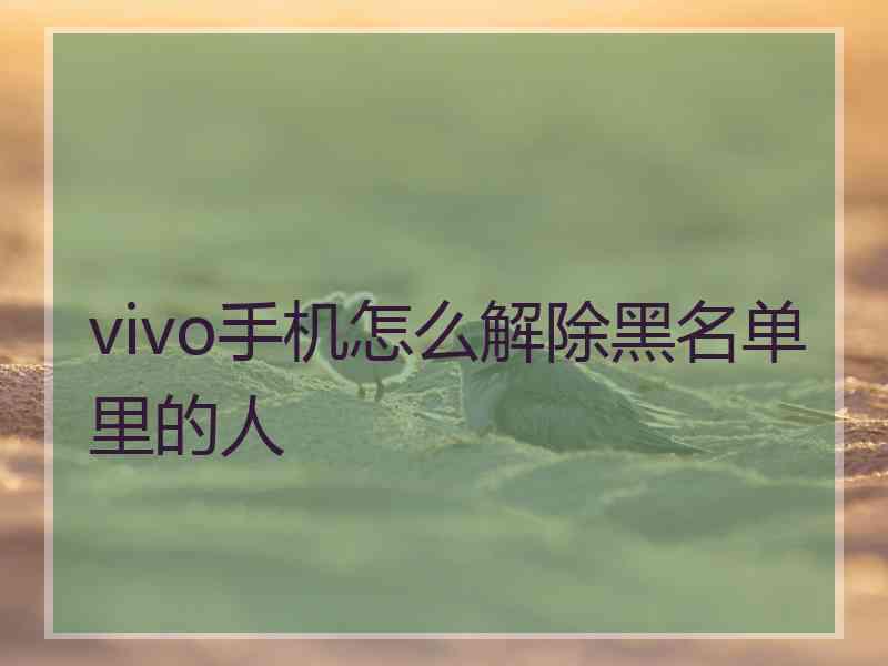 vivo手机怎么解除黑名单里的人