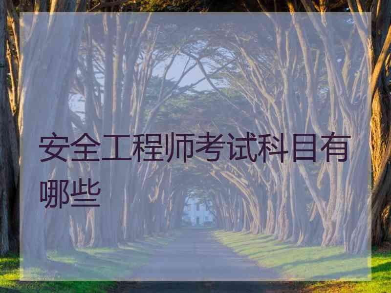 安全工程师考试科目有哪些