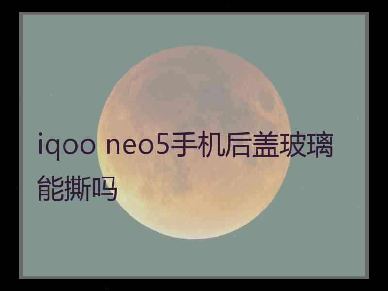 iqoo neo5手机后盖玻璃能撕吗