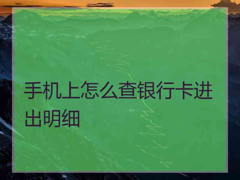 手机上怎么查银行卡进出明细