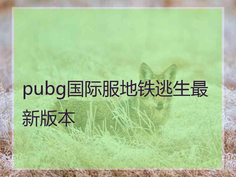 pubg国际服地铁逃生最新版本