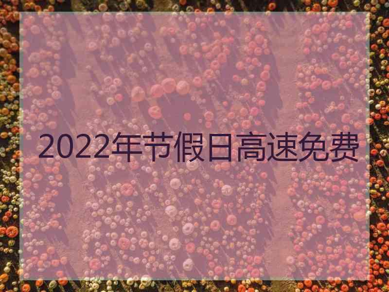 2022年节假日高速免费