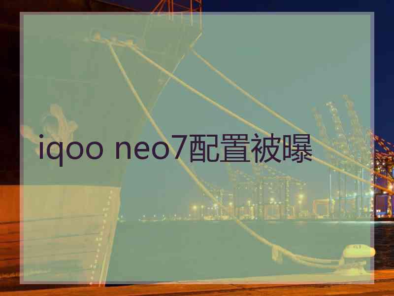 iqoo neo7配置被曝