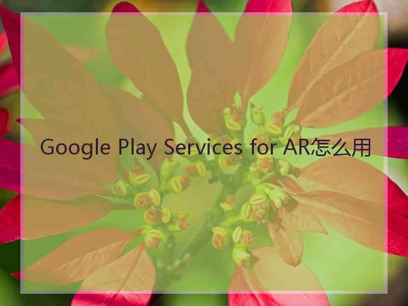 Google Play Services for AR怎么用
