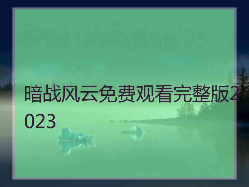 暗战风云免费观看完整版2023