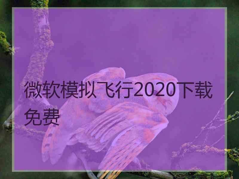 微软模拟飞行2020下载免费