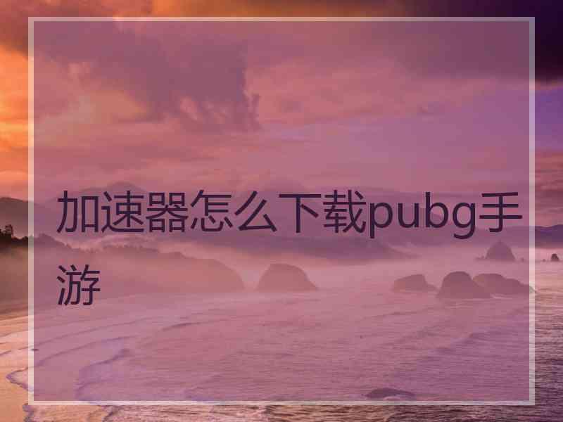 加速器怎么下载pubg手游