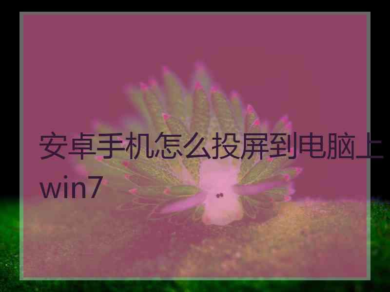 安卓手机怎么投屏到电脑上win7