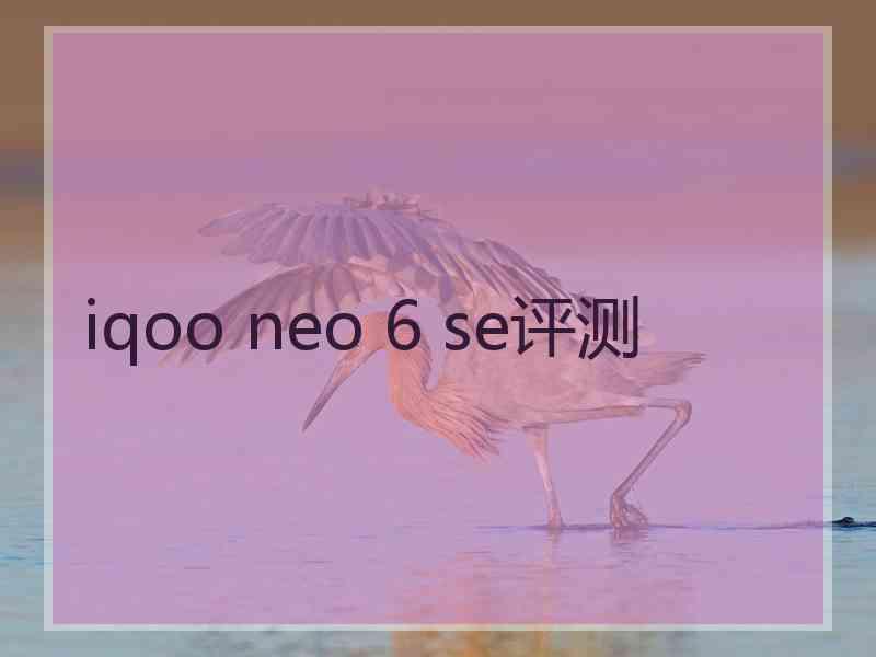 iqoo neo 6 se评测