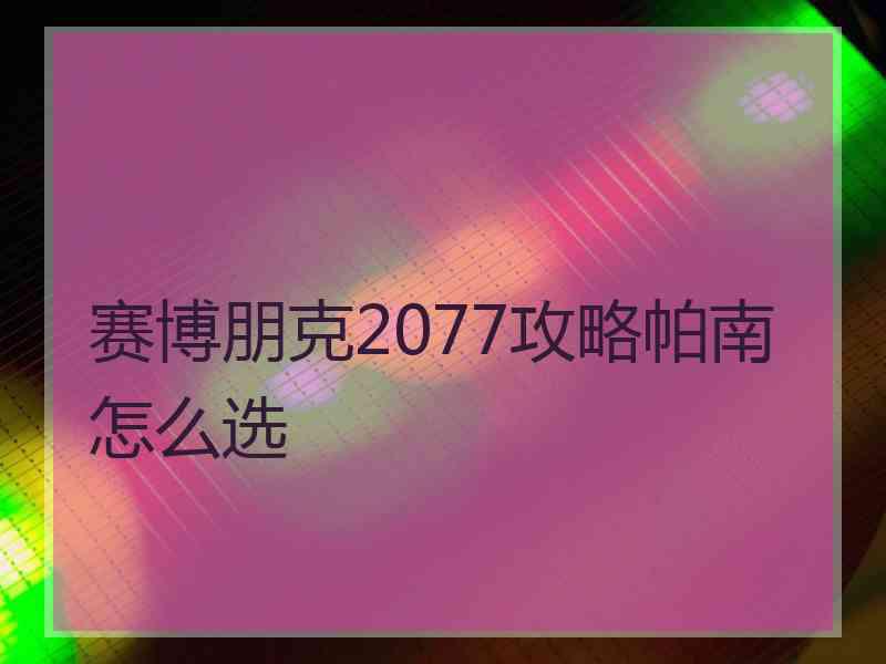 赛博朋克2077攻略帕南怎么选