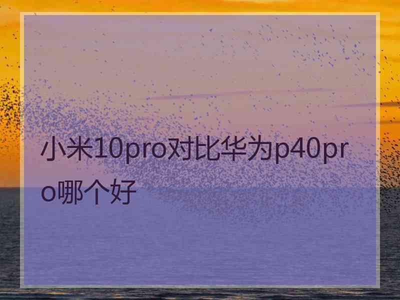 小米10pro对比华为p40pro哪个好