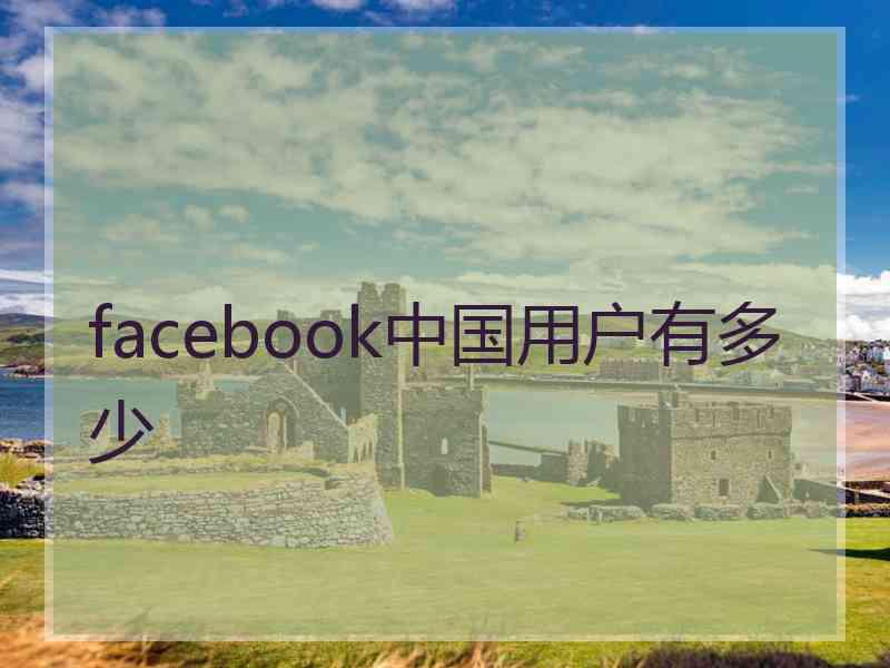 facebook中国用户有多少