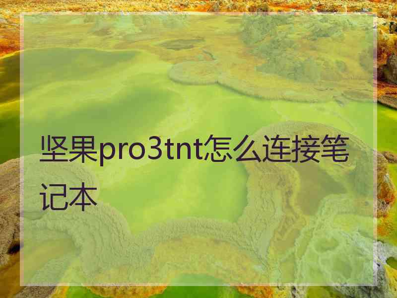 坚果pro3tnt怎么连接笔记本