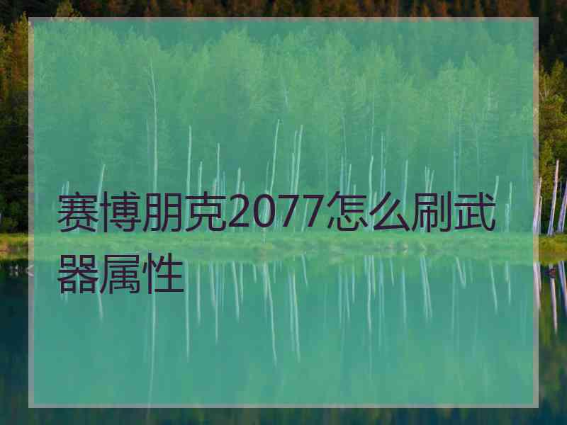 赛博朋克2077怎么刷武器属性