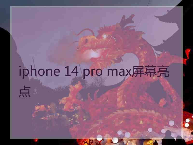 iphone 14 pro max屏幕亮点