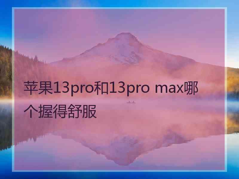 苹果13pro和13pro max哪个握得舒服