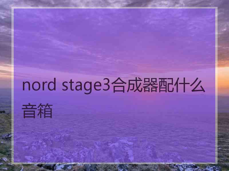 nord stage3合成器配什么音箱