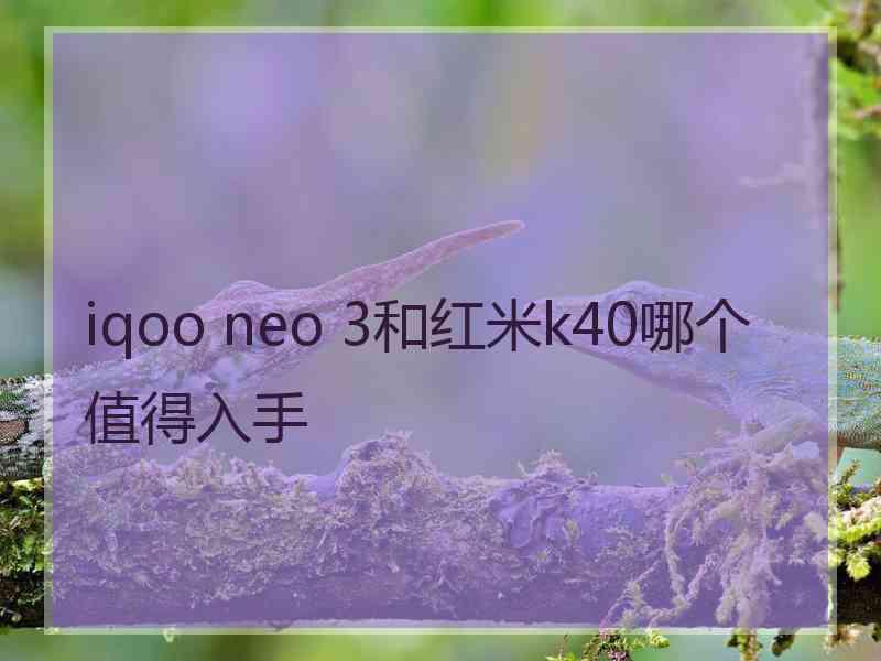 iqoo neo 3和红米k40哪个值得入手