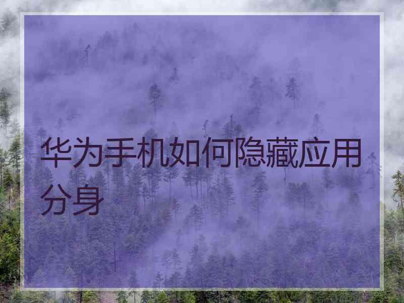 华为手机如何隐藏应用分身