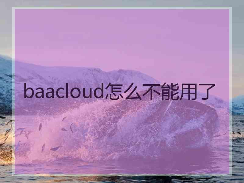 baacloud怎么不能用了