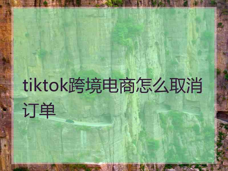 tiktok跨境电商怎么取消订单