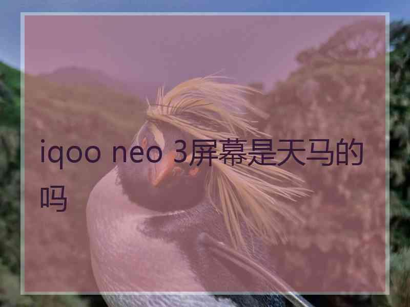 iqoo neo 3屏幕是天马的吗