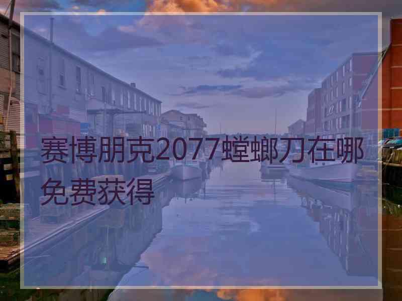 赛博朋克2077螳螂刀在哪免费获得