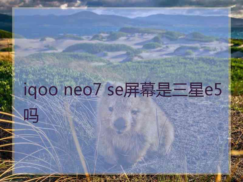 iqoo neo7 se屏幕是三星e5吗