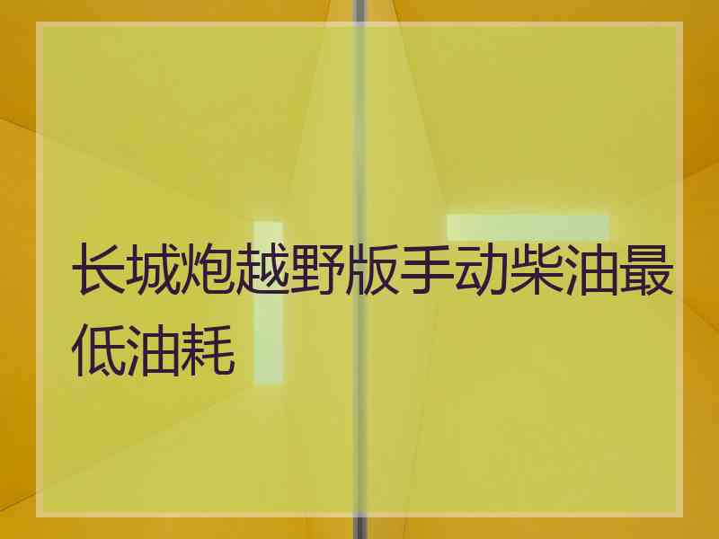 长城炮越野版手动柴油最低油耗