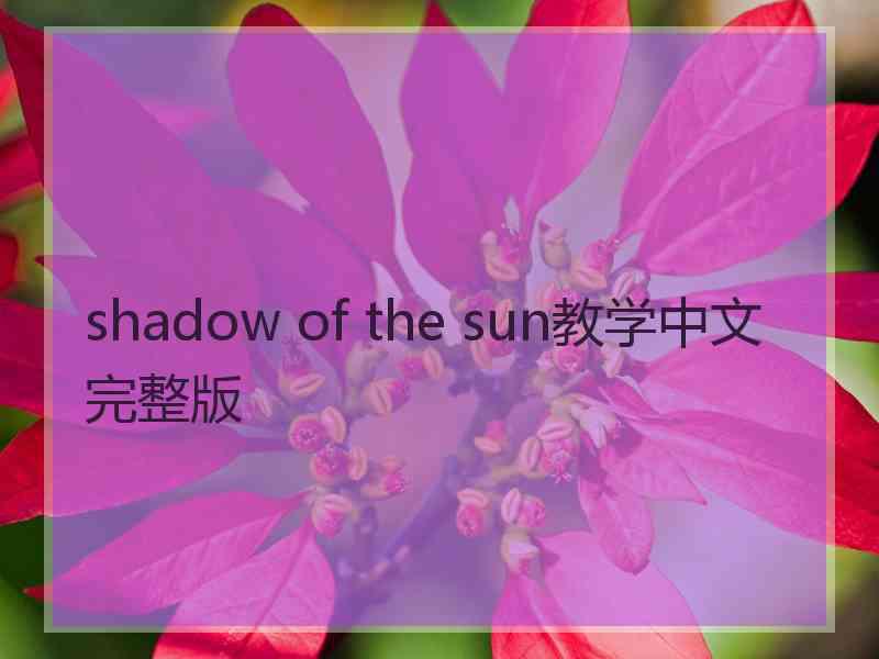 shadow of the sun教学中文完整版