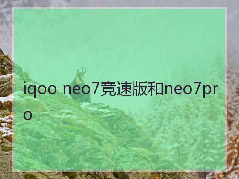 iqoo neo7竞速版和neo7pro