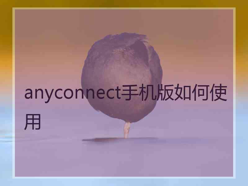 anyconnect手机版如何使用