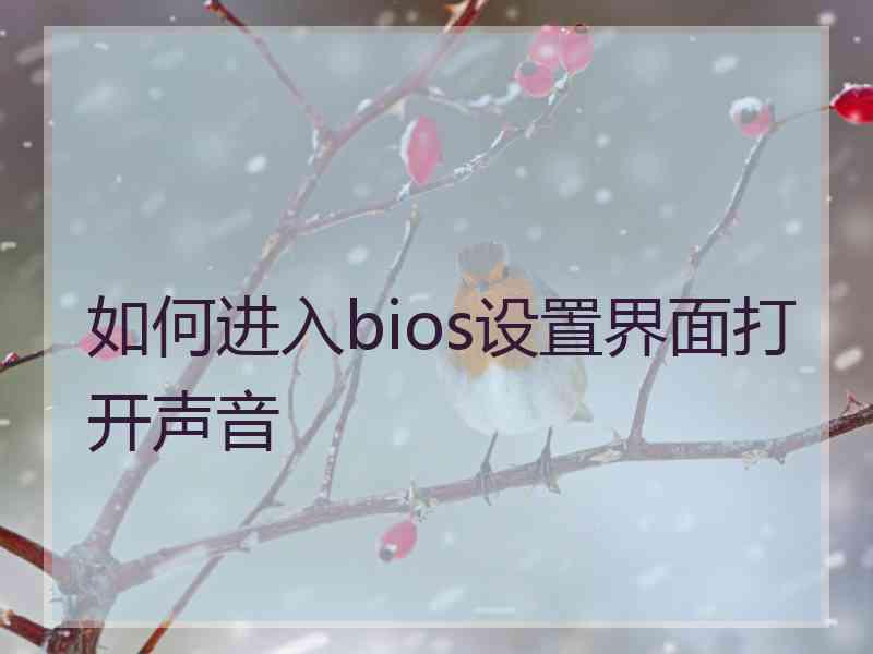 如何进入bios设置界面打开声音