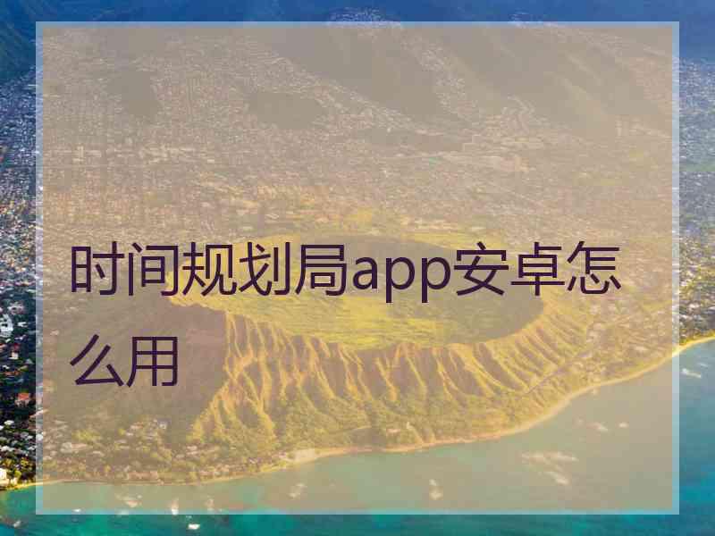 时间规划局app安卓怎么用