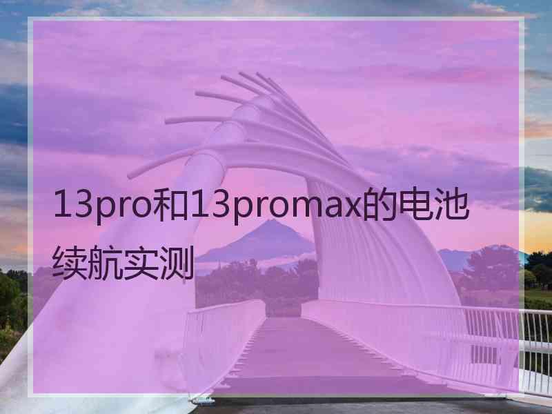 13pro和13promax的电池续航实测