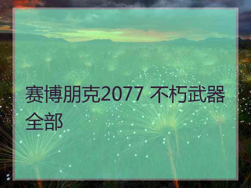 赛博朋克2077 不朽武器全部