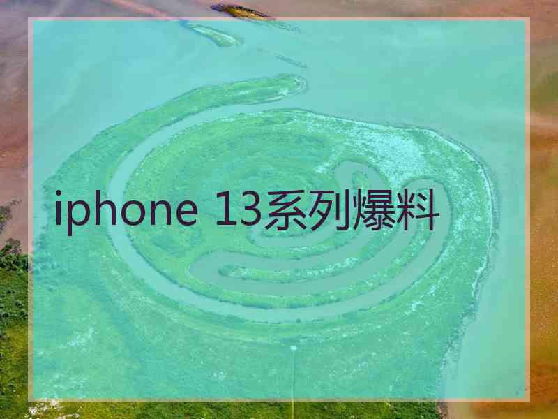 iphone 13系列爆料