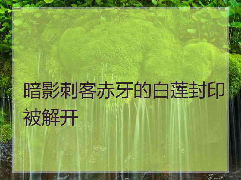 暗影刺客赤牙的白莲封印被解开