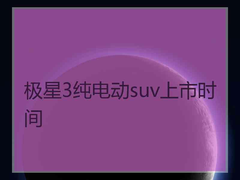 极星3纯电动suv上市时间