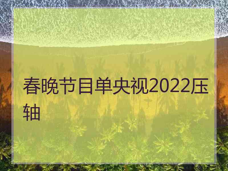 春晚节目单央视2022压轴