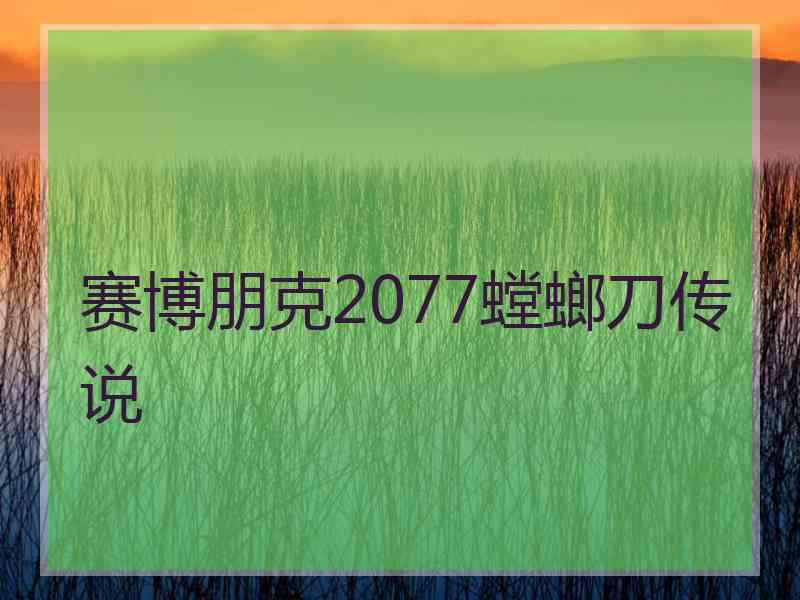 赛博朋克2077螳螂刀传说