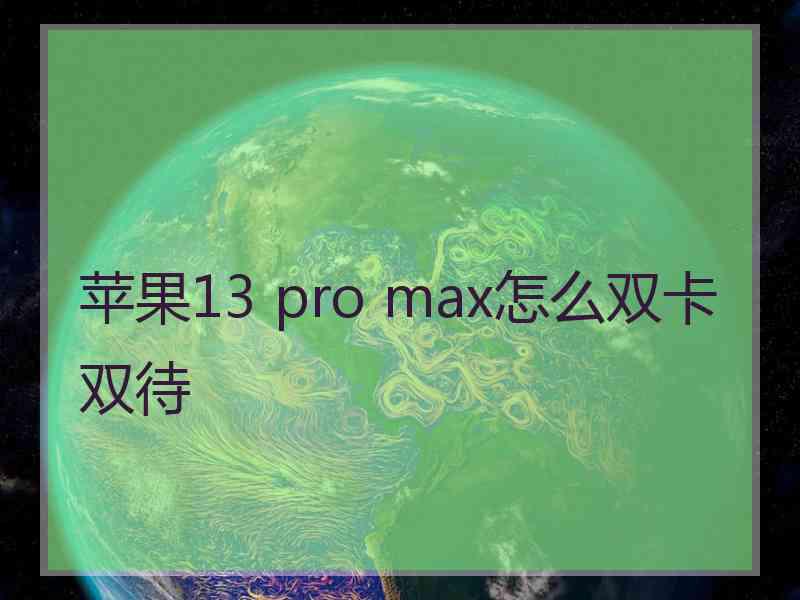 苹果13 pro max怎么双卡双待