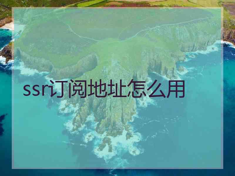 ssr订阅地址怎么用