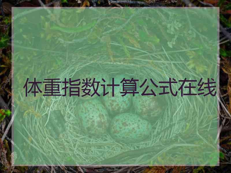 体重指数计算公式在线