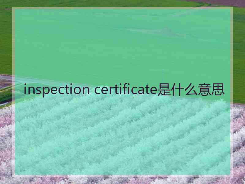 inspection certificate是什么意思