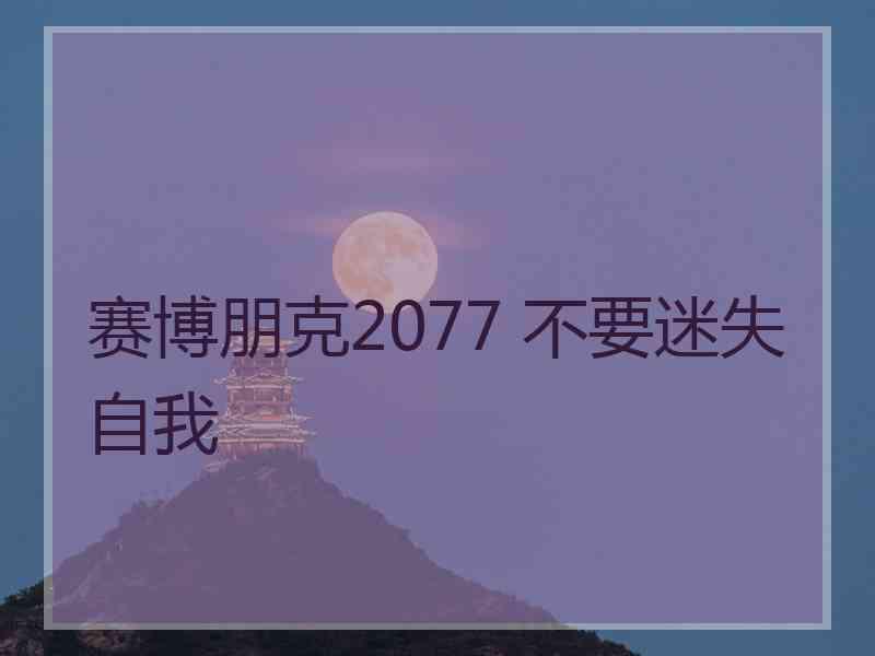 赛博朋克2077 不要迷失自我